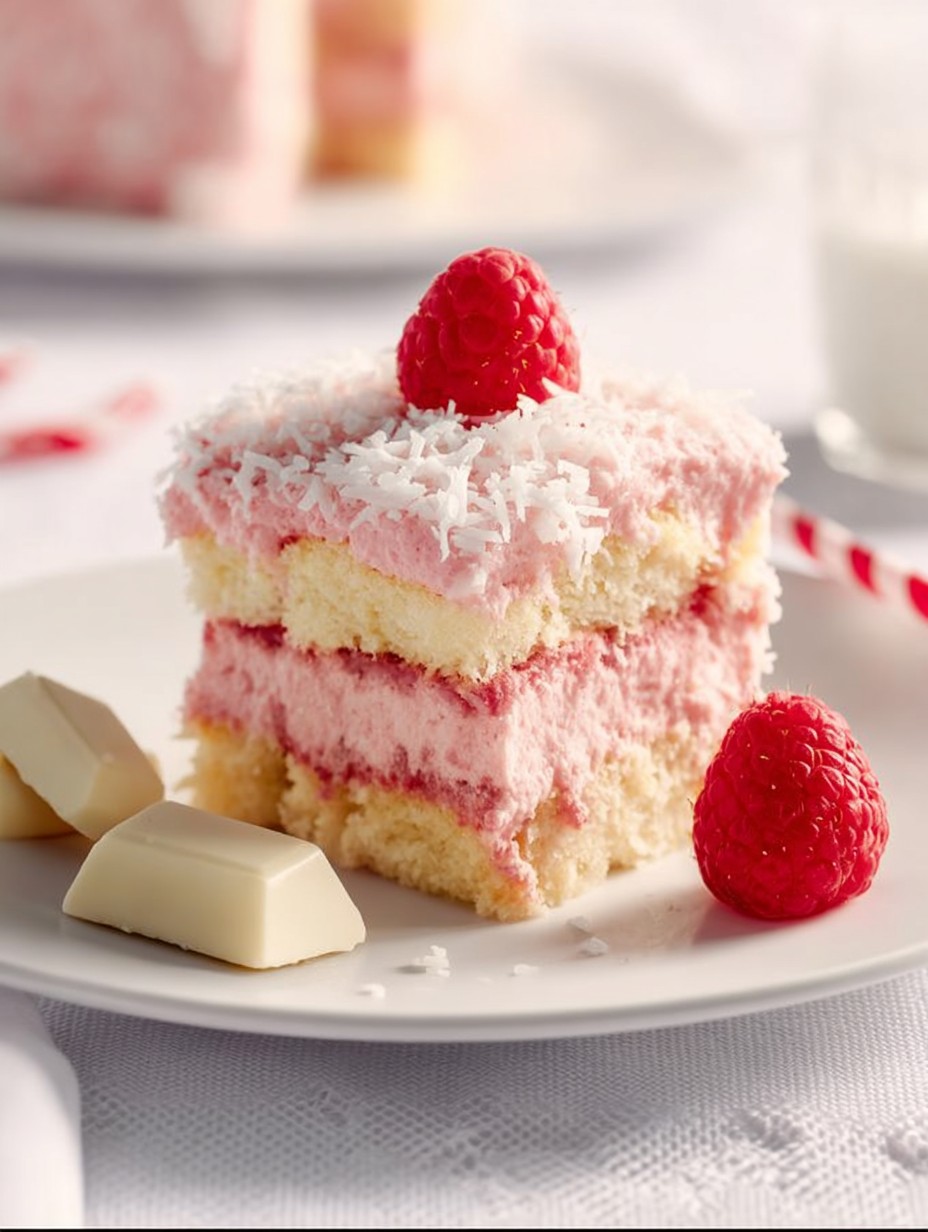 Creamy White Chocolate Raspberry Coconut Cake image 2