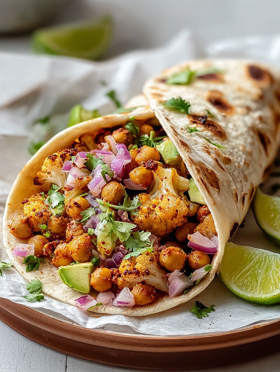 Crispy Chili Lime Cauliflower Chickpea Wraps image 2
