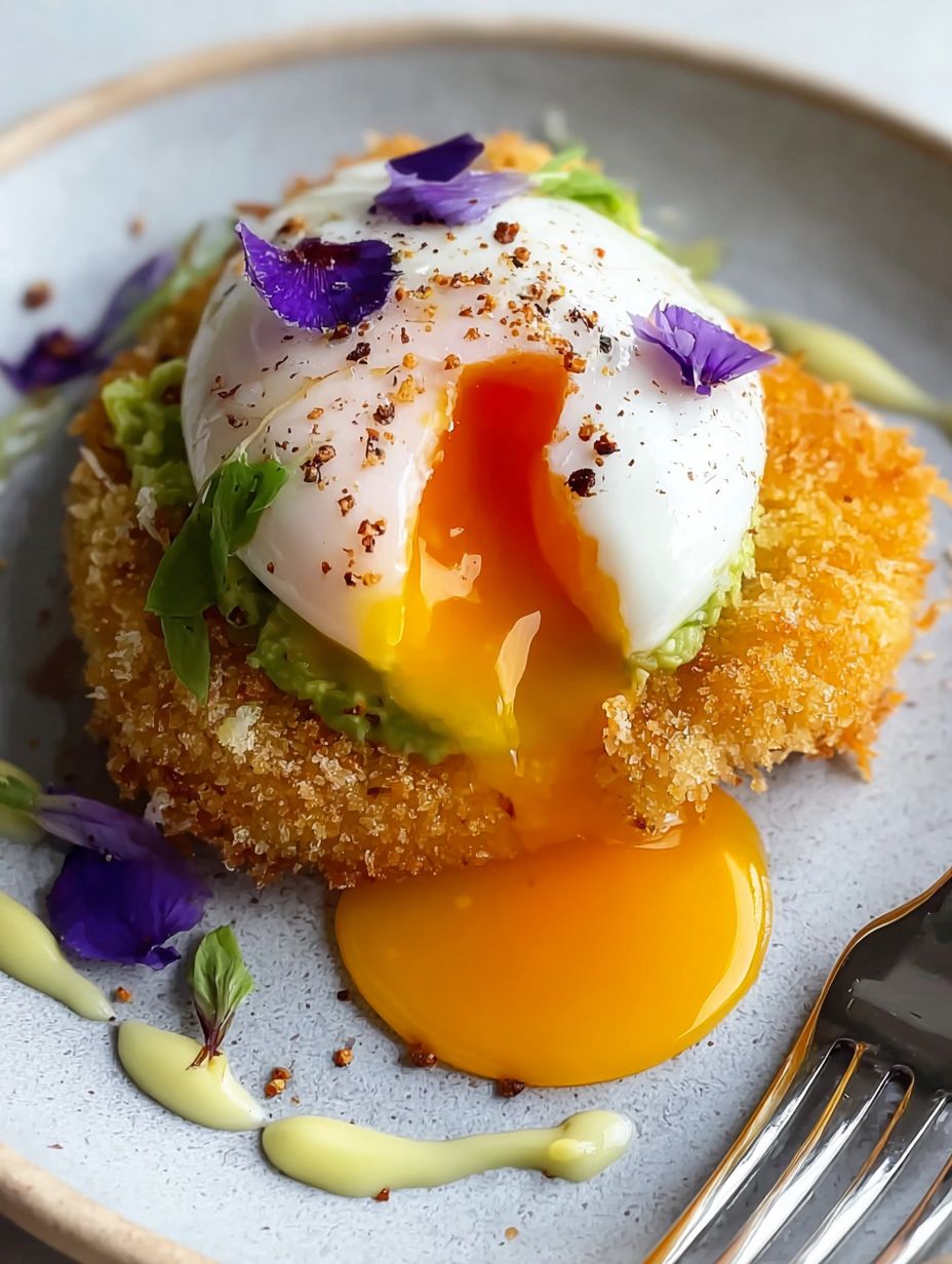 Crispy Panko Poached Egg with Creamy Avocado image 2
