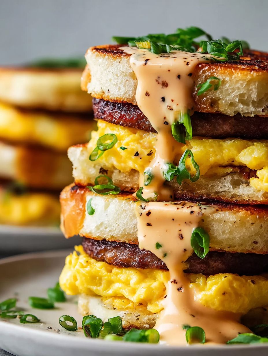 Crispy & Spicy Breakfast Egg Sandwich Stack image 2