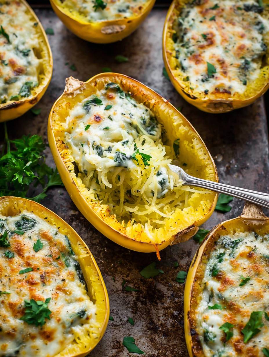 Healthy Cheesy Spinach Stuffed Squash Dinner image 2