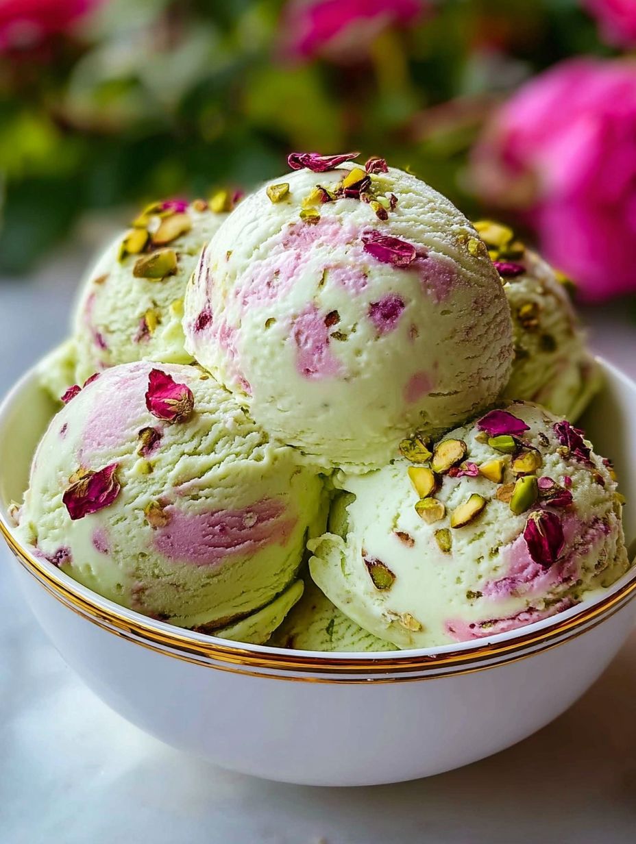 Homemade Rose Pistachio Cheesecake Ice Cream image 2