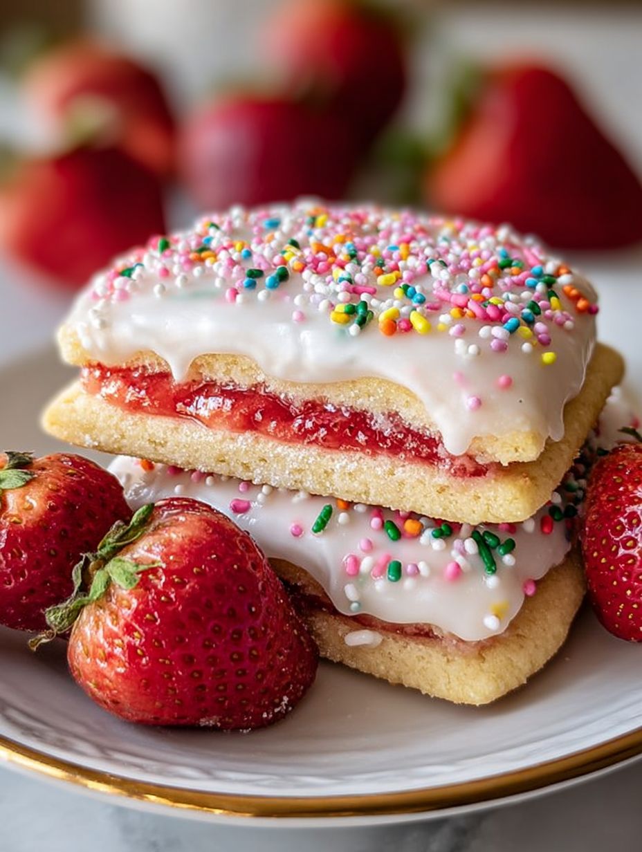 Homemade Strawberry Frosted Bars with Sprinkles image 2