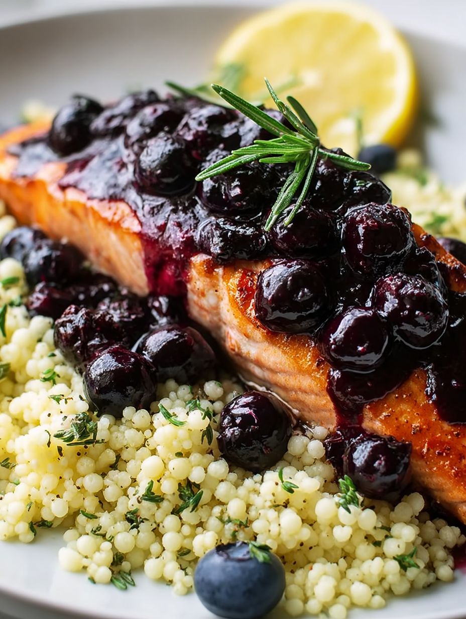 Juicy Blueberry Salmon with Lemon Herb Couscous image 2