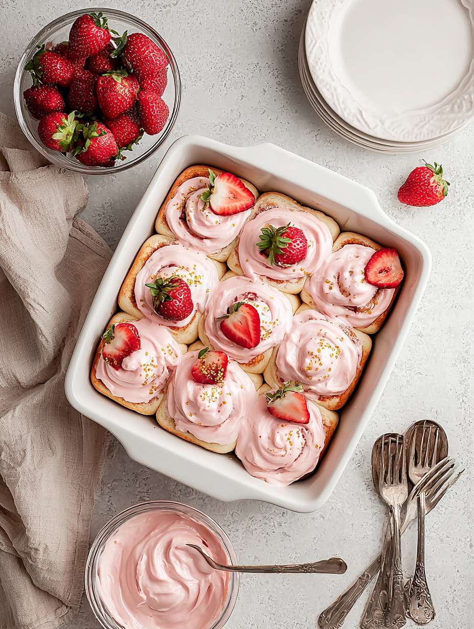 Strawberry Cinnamon Rolls with Pink Frosting image 2