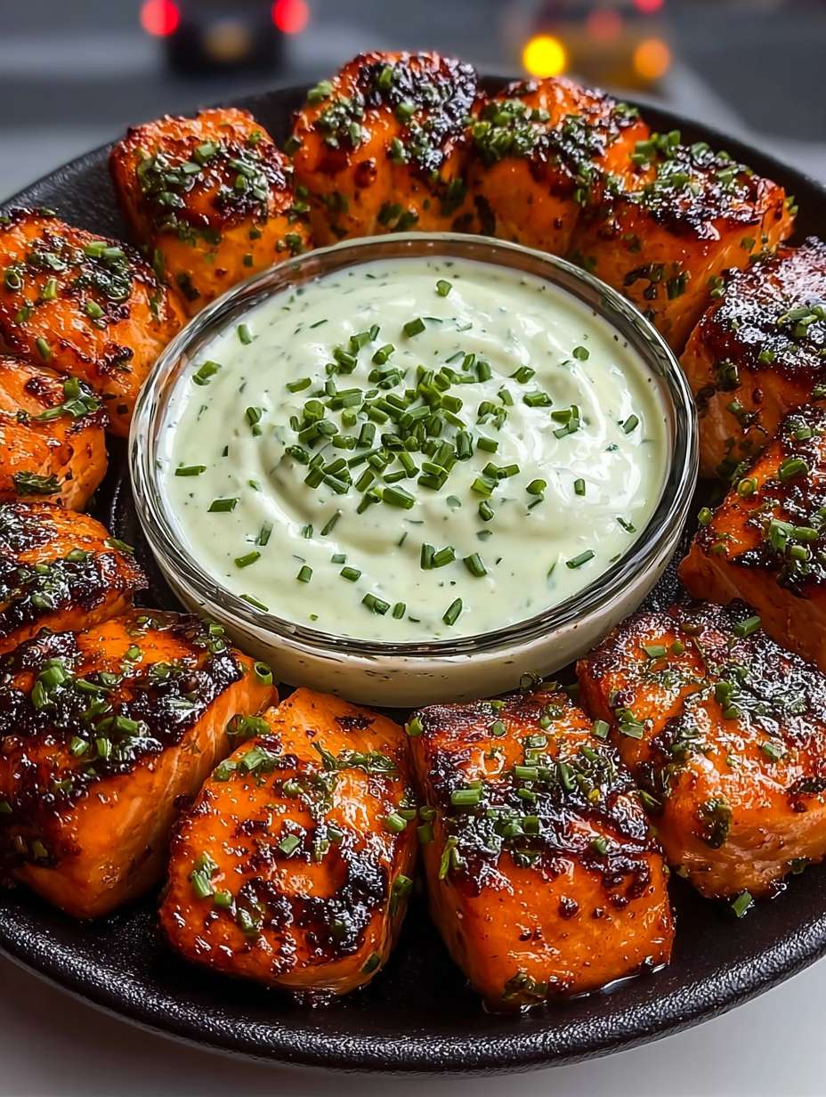 Sweet Chili Air Fryer Salmon Bites & Zesty Dip image 2