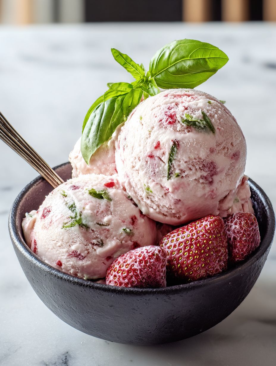 The Most Refreshing Strawberry Basil Ice Cream image 2