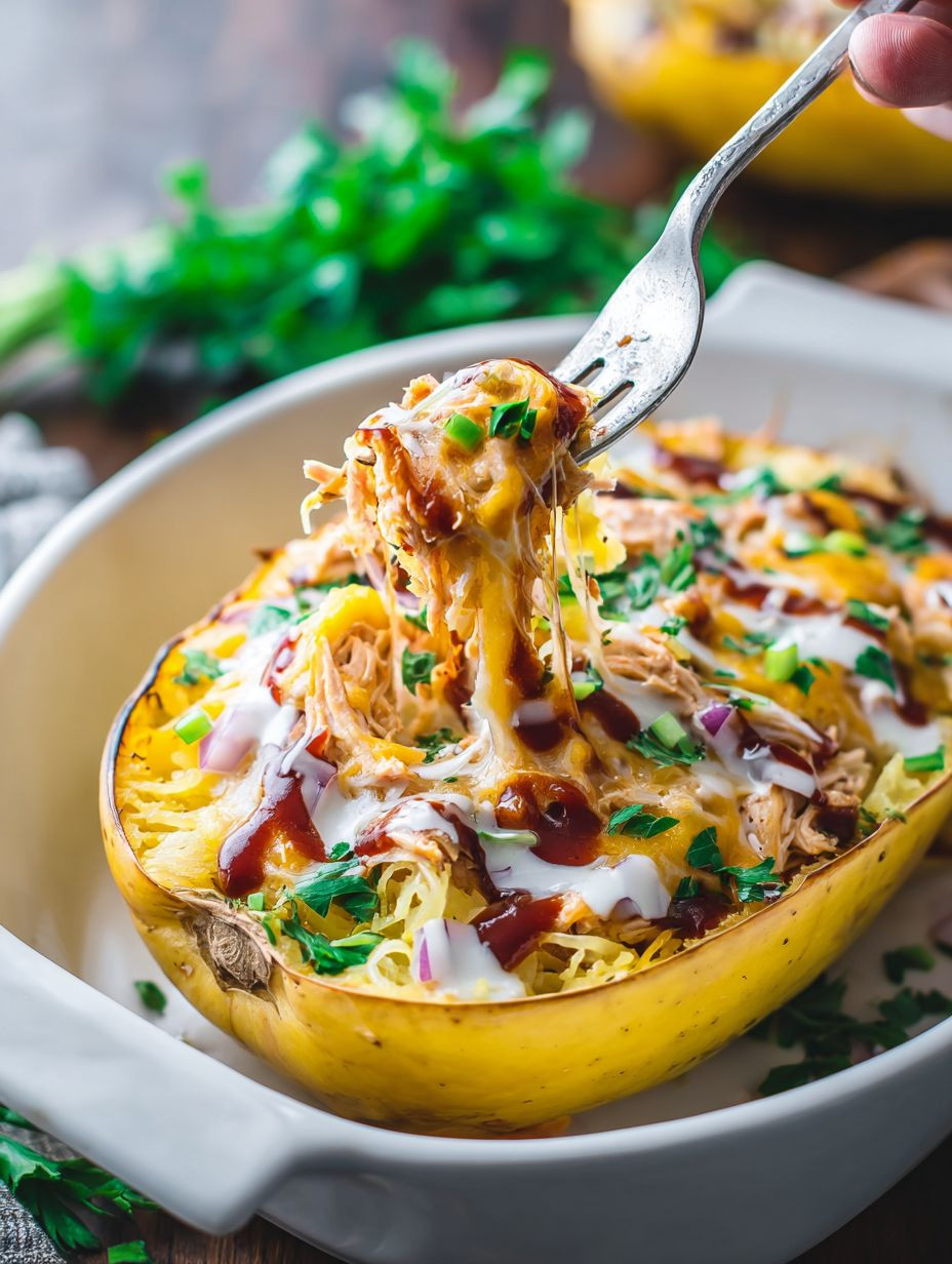 Cheesy BBQ Chicken Spaghetti Squash Boats image 2