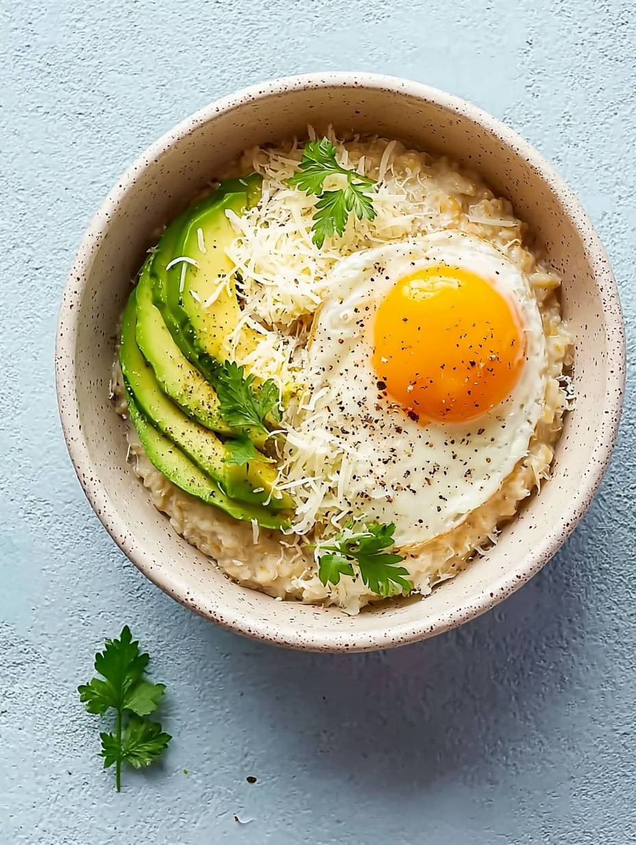 Healthy Savory Oatmeal: Egg, Avocado & Cheese image 2