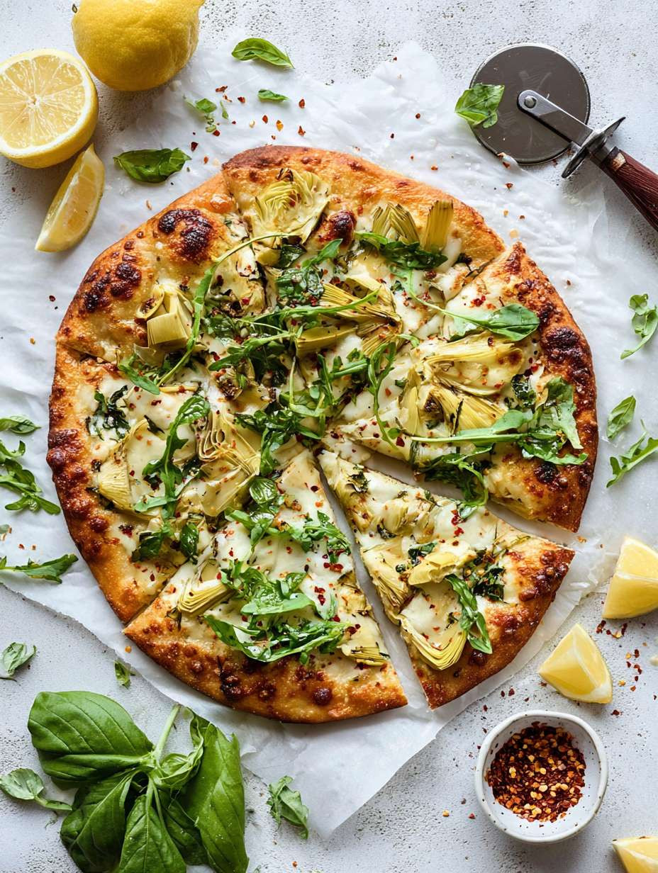 Make This Crispy Lemon Artichoke Arugula Pizza image 2