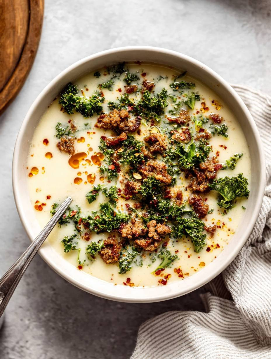 Quick Creamy Cauliflower Sausage Kale Soup image 2