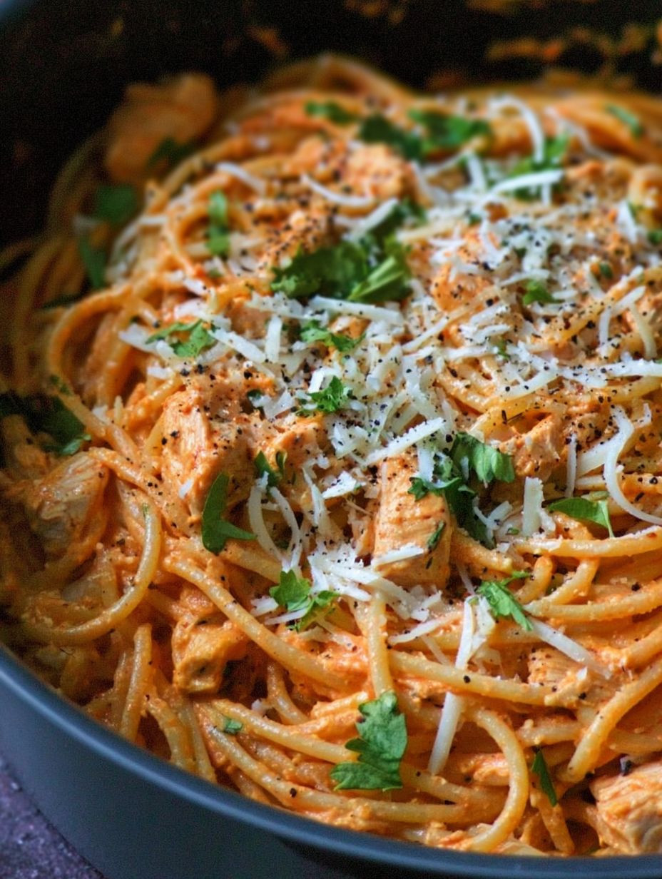 Quick Creamy Roasted Red Pepper Chicken Pasta image 2