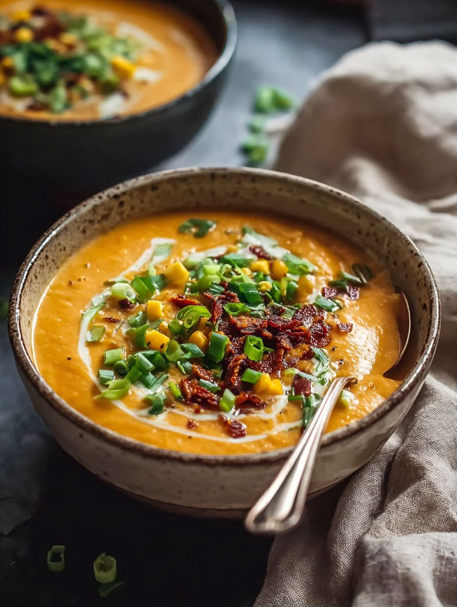 Spicy & Creamy Chipotle Cheddar Sweet Potato Chowder image 2