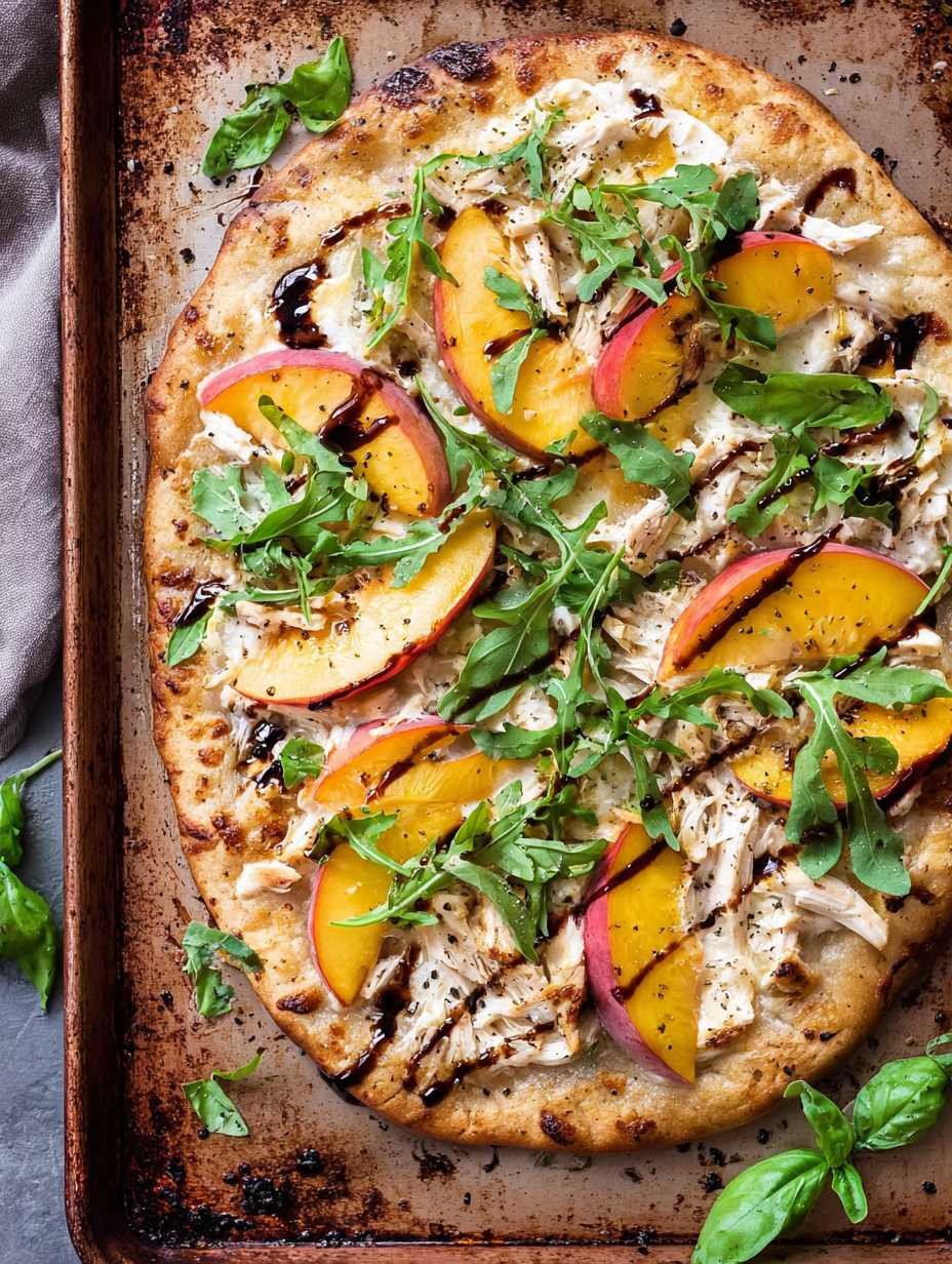 Sweet & Savory Chicken Peach Ricotta Pizza image 2