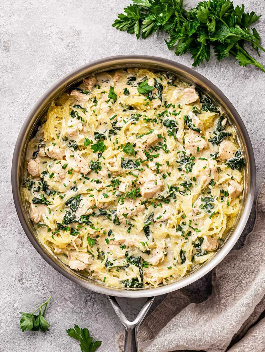 The Creamiest Chicken Spaghetti Squash Alfredo image 2